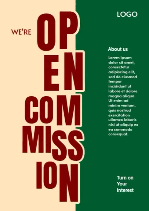 open for commissions A3 template