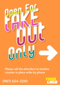 Open for Take Out Only poster flyer A4 template