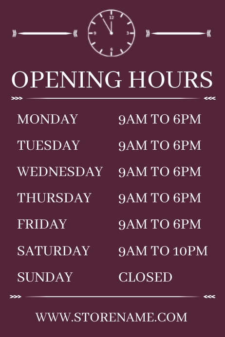 Operating Hour Poster โปสเตอร์แม่แบบเวลาทำการ เทมเพลต | PosterMyWall