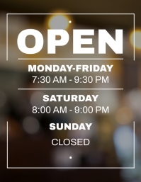 OPEN HOURS SIGN FLYER template