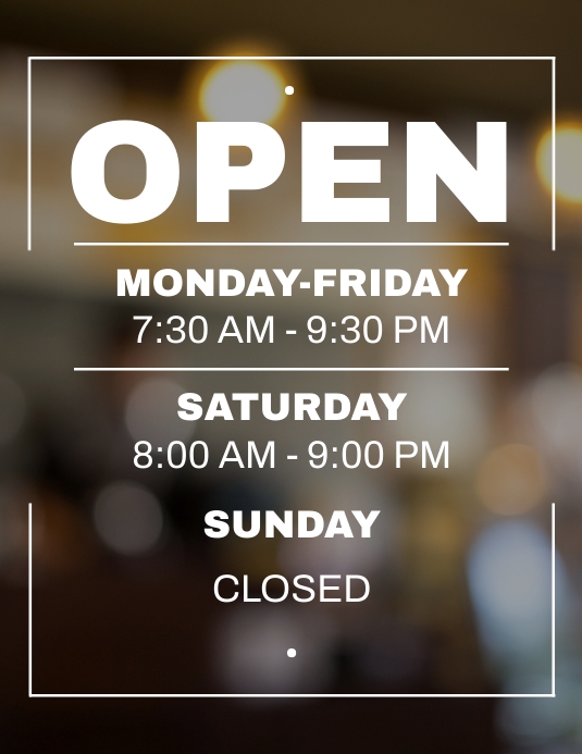 Open Hour Sing Copy of OPEN HOURS SIGN FLYER V.1 | PosterMyWall