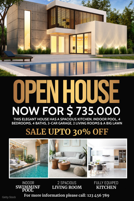 open house ad, real estate flyer Poster template