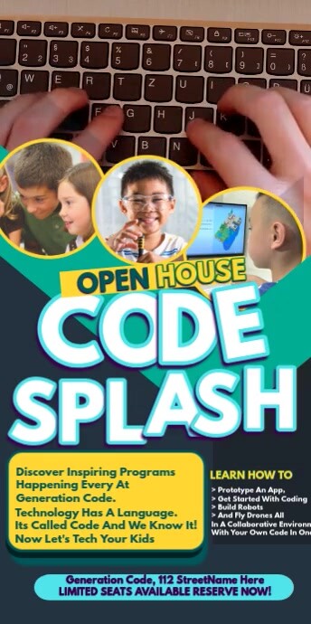 Splashlearn Code Poster Open House Coding Splash Template | PosterMyWall