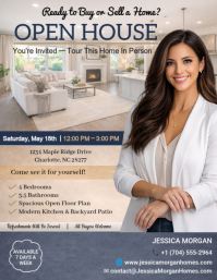 灰色 Real Estate Open House ใบปลิว Template