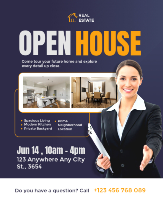 Open House Poster — Real Estate Property Showcase | Editable Template Instagram Portrait