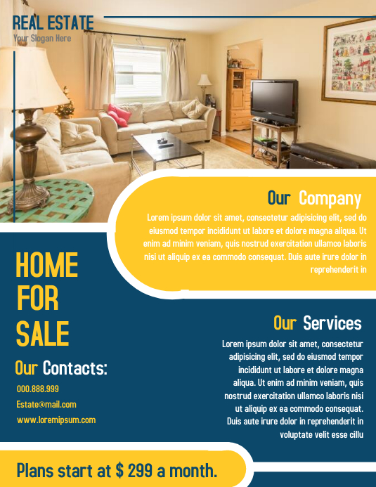 Open House Property Flyer Real Estate Poster Pamflet (Letter AS) template