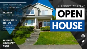 สีดำ Open House Event Facebook Cover Video Template