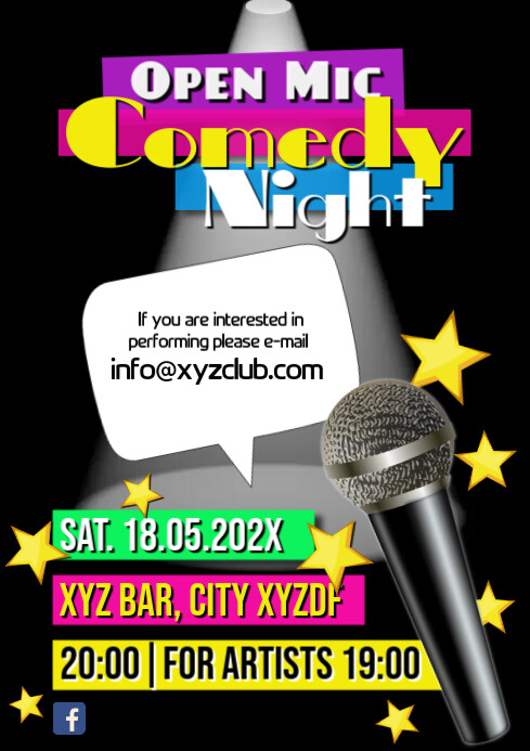 Open Mic Comedy Night Microphone A4 template