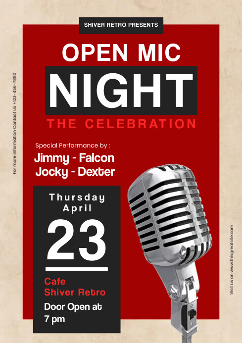 Open Mic Event on Cafe A4 template