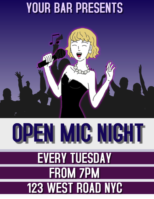 OPEN MIC FLYER Template PosterMyWall