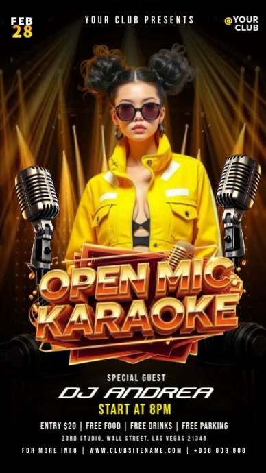 Open Mic Karaoke Ads Template | PosterMyWall