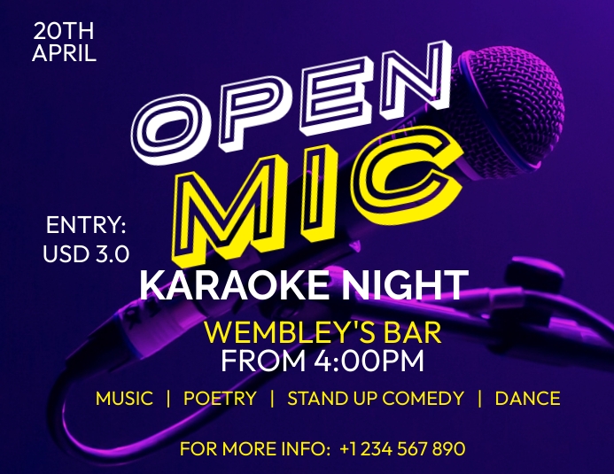 open mic karaoke Template PosterMyWall