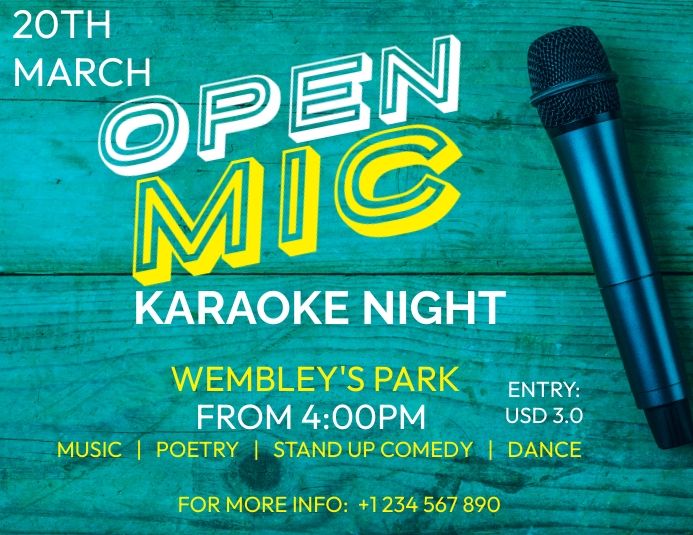 Copy of open mic karaoke PosterMyWall
