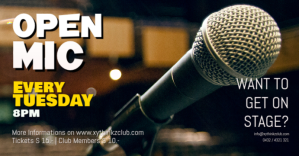 Open Mic Microphone Stage Show Banner header Facebook Event Cover template