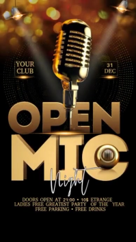 黑色 Open Mic Night Digital Display Template