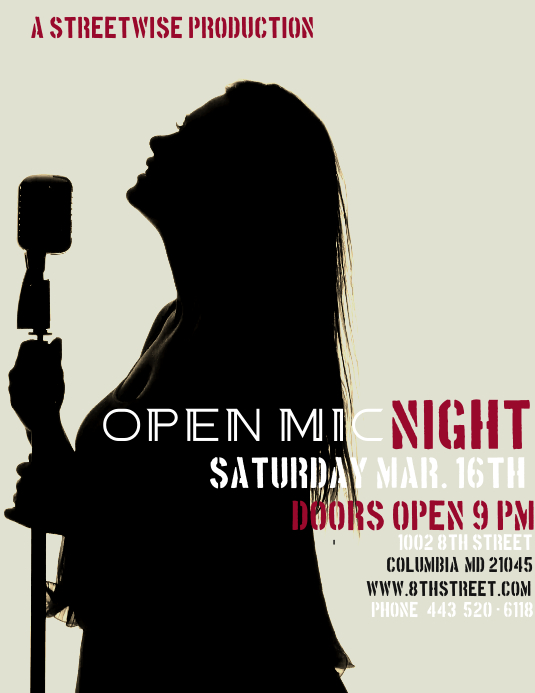 Open Mic Night Flyer (Letter pang-US) template