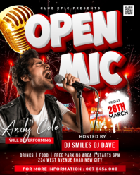 Open Mic night Event bar club online poster promotion flyer template Instagram Post