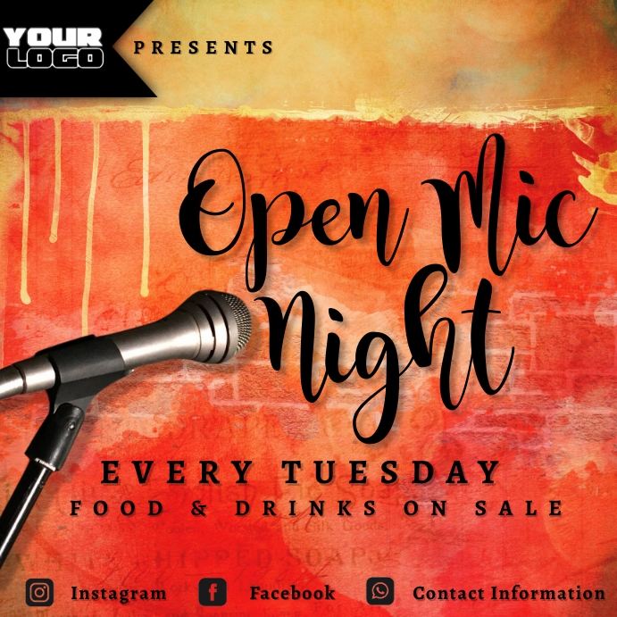 Open Mic Night Flyer Publicação no Instagram template