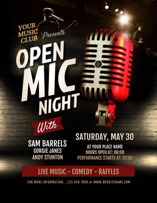 Open Mic Night Flyer Template PosterMyWall