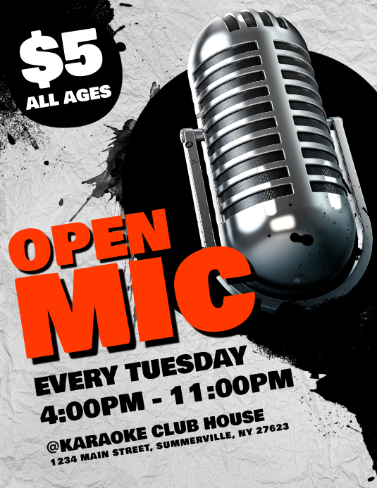 Open Mic Flyer Template PosterMyWall