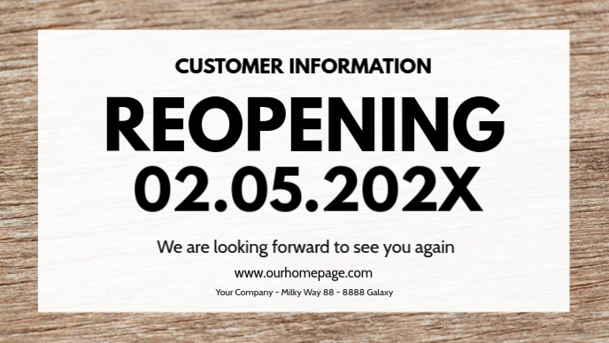 Reopen Sign Open Re-Opening reopening banner header Sign Template | PosterMyWall