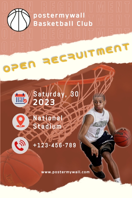 Open Recruitment Basketball Club Poster Template | PosterMyWall