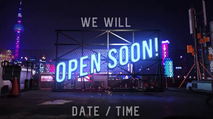 OPEN SOON NEON SIGN Ecrã digital (16:9) template