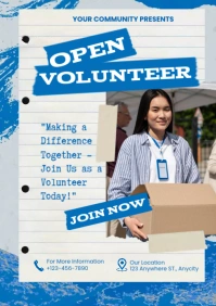 Open Volunteer Blue Simple A4 template