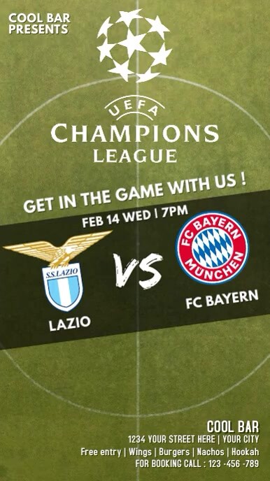 CHAMPIONS LEAGUE, LAZIO VS FC BAYERN Instagram Story template