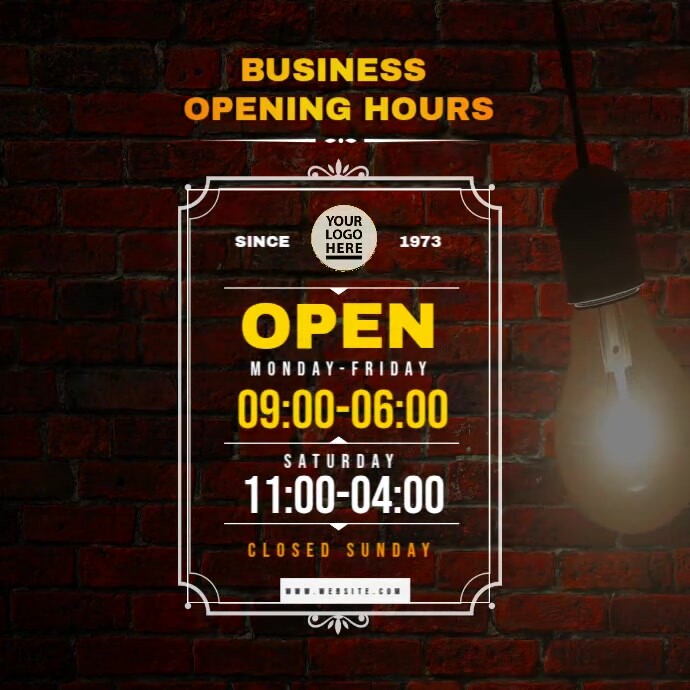 Operating Hour Website Design opening hours Template | PosterMyWall