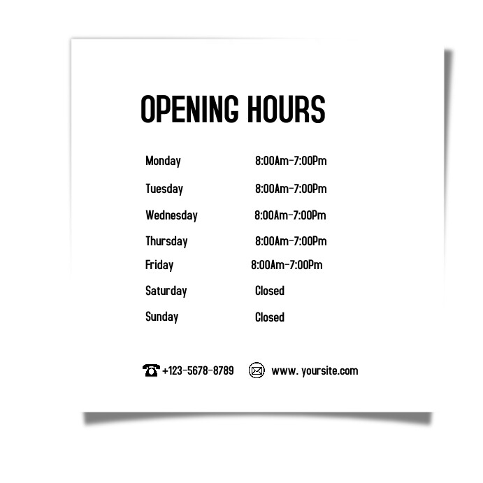 Program Hours Design Plantilla de Opening hours | PosterMyWall
