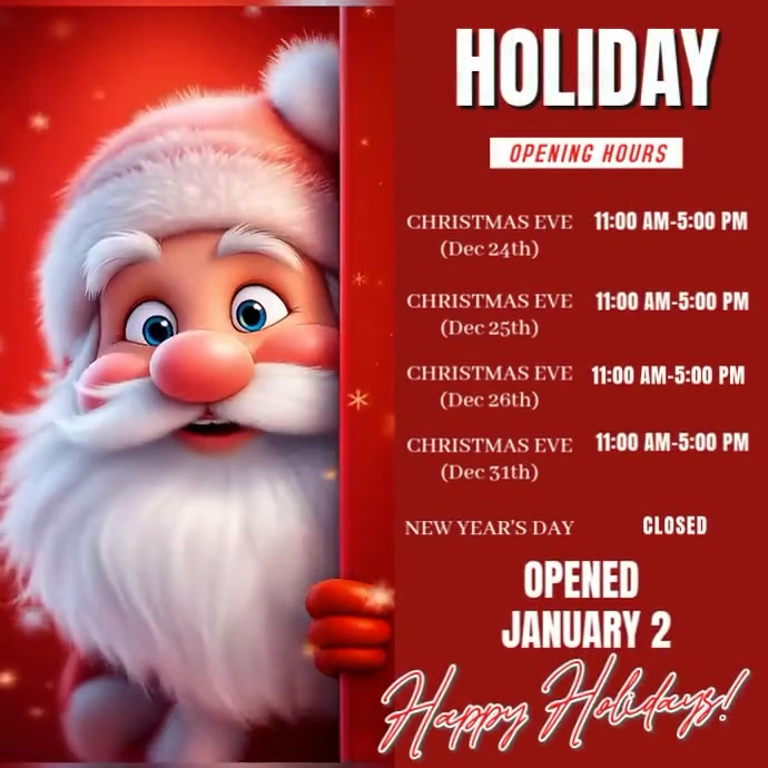 Holiday Opening Hours Template | PosterMyWall