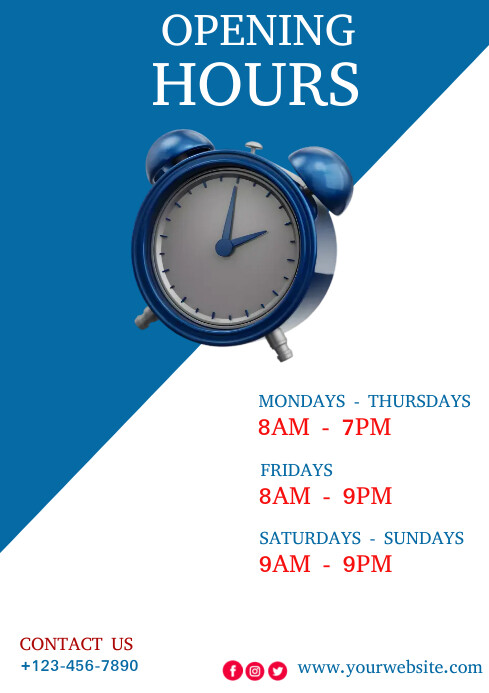 Operating Hour Poster Opening Hours flyer Template | PosterMyWall