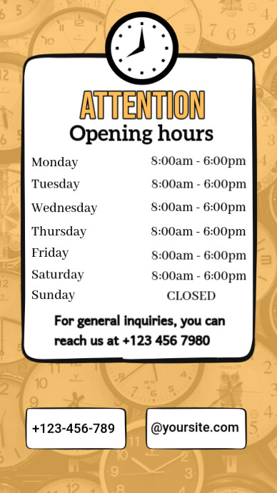 Opening Hours Instagram Story template