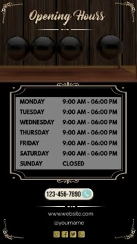 opening hours vertical Digital Display (9:16) template