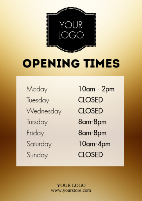 Opening times Hours Store Shop Template Door | PosterMyWall