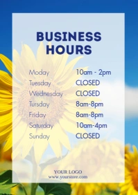 Opening times Hours Store Shop Template Door