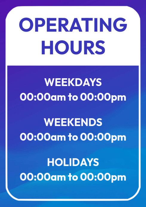 Operating Hour Poster Operating hours door hanger Template | PosterMyWall