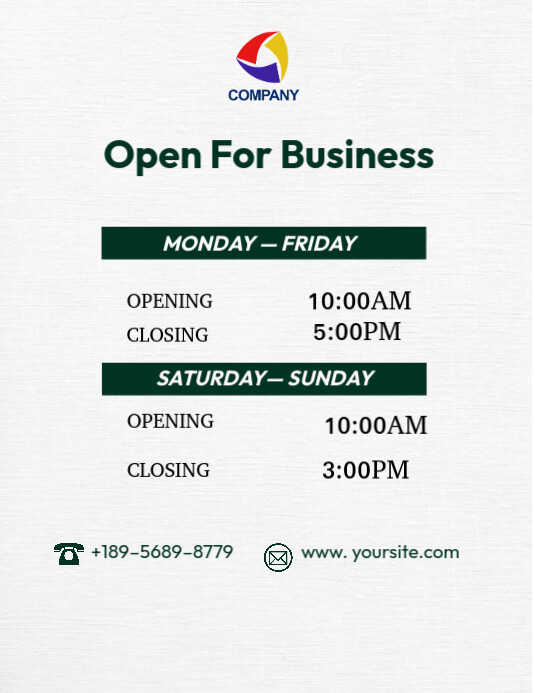 Operating Hours Flyer (us Letter) template