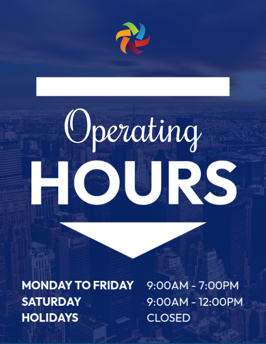 Jr Operating Hours operating hours flyer template | PosterMyWall
