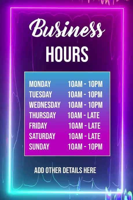 operating times poster Template | PosterMyWall