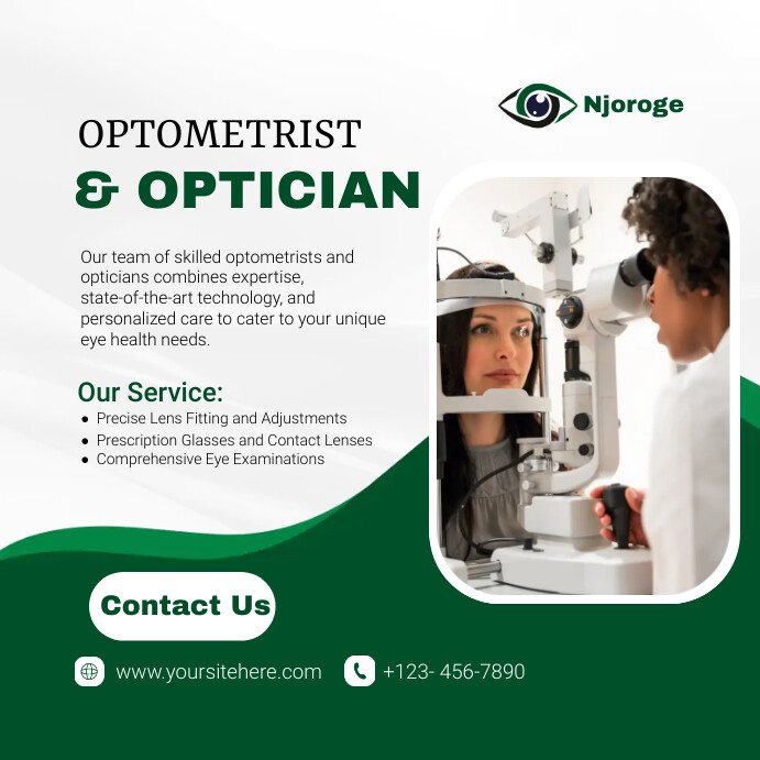 Optometrist and Optician Green Poster Template | PosterMyWall