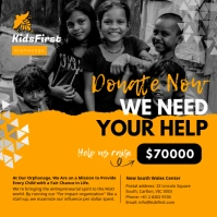 Orange & Black Kids Orphanage Charity Post template