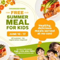 Orange & Green Free Summer Meal Program for Kids Instagram Post Instagram-bericht template
