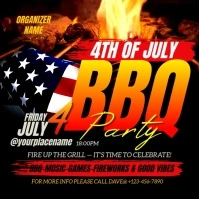 Orange & Black Maximalist 4th Of July Bbq Party Instagram Post Instagram-bericht template