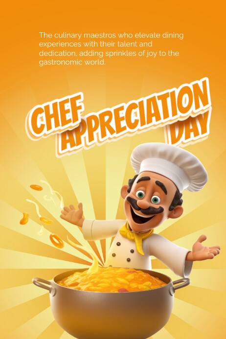 Plantilla de Orange 3d Chef Appreciation Week Poster | PosterMyWall