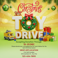 Orange 3d Christmas Toy Drive Instagram Post template