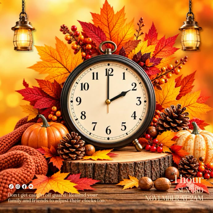 Orange 3d Fall Back Instagram Post Template | PosterMyWall