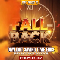 Orange 3d Fall Back Sale Square (1:1) 方形(1:1) template