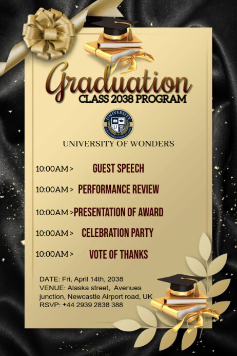 Copy of Orange 3d Free Graduation Program Templates Poster | PosterMyWall